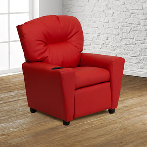 Flash Furniture Kids Contemporary Vinyl Recliner with Cup Holder