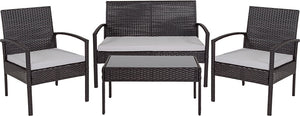 Flash Furniture Aransas Outdoor 4-Piece Black Patio Set with Steel Frame