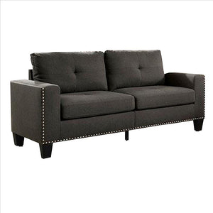 Benzara 71" Fabric Upholstered Dark Gray Sofa With Track Arms