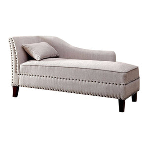 Benzara Contemporary Beige Linen-Like Fabric Chaise