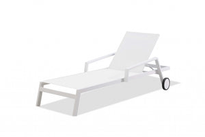 HomeRoots White Modern Aluminum Chaise Lounge (Set of 2)
