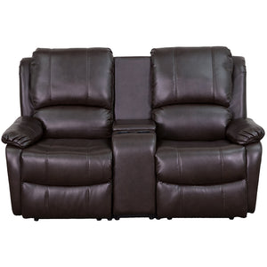 Flash Furniture Allure Series 2-Seat Reclining Brown Leather Theater Seating Unit