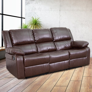 Flash Furniture Harmony Series Leather Sofa with Two Built-In Recliners