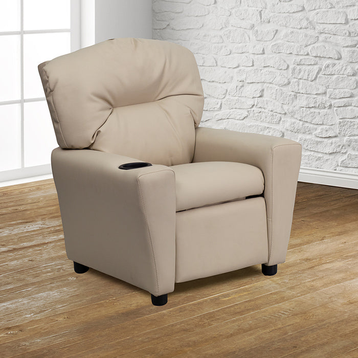 Flash Furniture Kids Contemporary Vinyl Recliner with Cup Holder