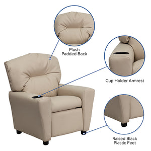 Flash Furniture Kids Contemporary Vinyl Recliner with Cup Holder