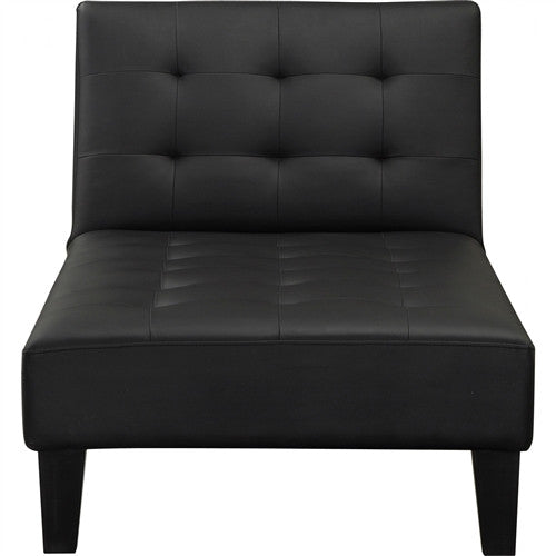 Black Faux Leather Upholstered Reclining Chaise Lounge eChaise