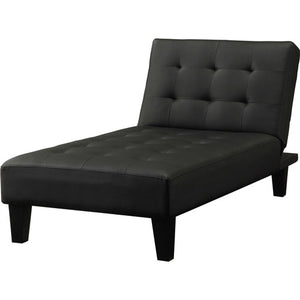 Black Faux Leather Upholstered Reclining Chaise Lounge