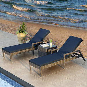 District 3 Piece Chaise Lounge Set with Cushions
