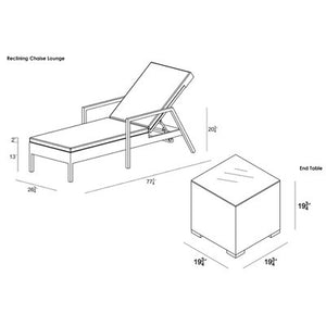 District 3 Piece Chaise Lounge Set with Cushions