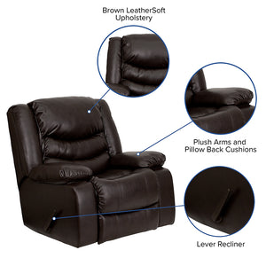 Flash Furniture Plush Brown Leather Lever Rocker Recliner