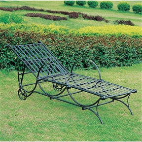 Outdoor Multi-Position Iron Chaise Lounge in Black