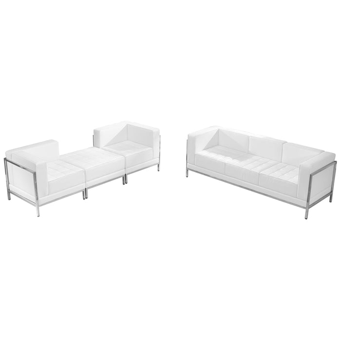 HERCULES Imagination Series White Leather Sofa & Lounge Chairs Set (4 Pieces)