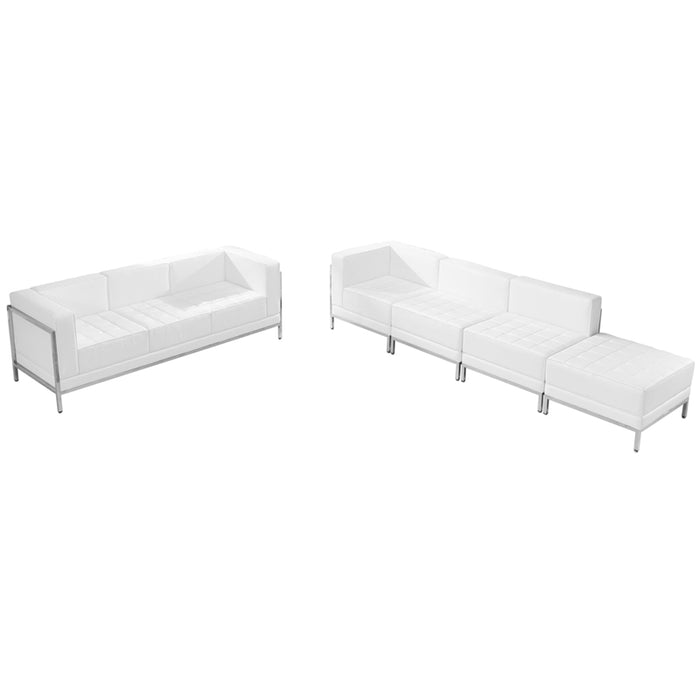 HERCULES Imagination Series White Leather Sofa & Lounge Chairs Set (5 Pieces)