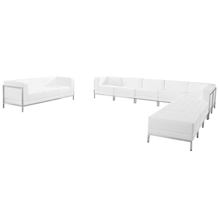 HERCULES Imagination Series White Leather Sofa Set (10 Pieces)