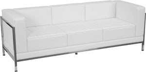 HERCULES Imagination Series White Leather Sofa, Chair & Ottoman Set