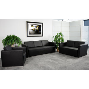 Flash Furniture Hercules Trinity Series Black Leather Sofa Set