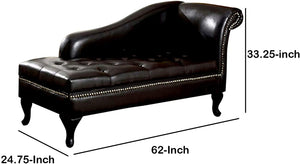 Benzara Contemporary Black Leatherette Storage Chaise