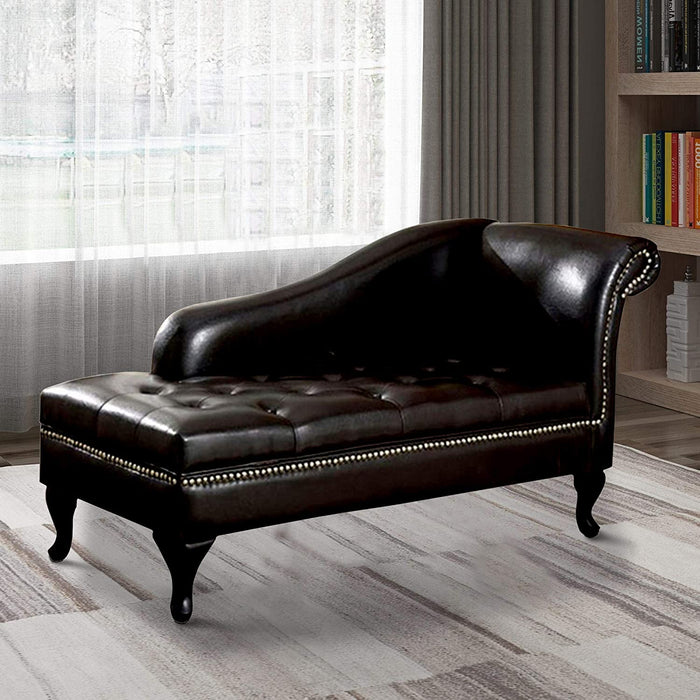 Benzara Contemporary Black Leatherette Storage Chaise