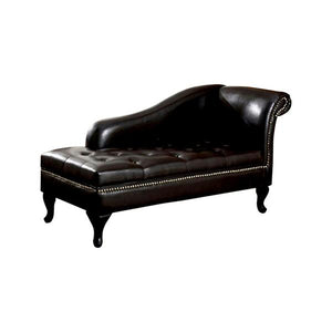 Benzara Contemporary Black Leatherette Storage Chaise