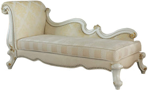 Benzara Fabric Upholstered Antique White Chaise With Pillows