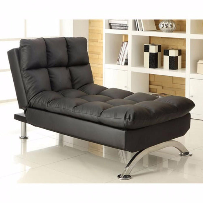 Benzara Sophisticatedly Designed Contemporary Black Leatherette Chaise