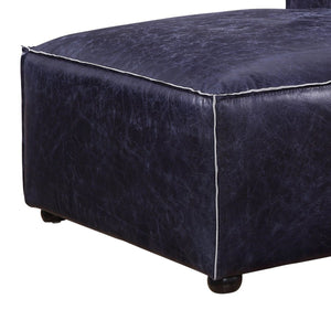 Benzara Welt Trim Edges Blue Leatherette Armless Chaise