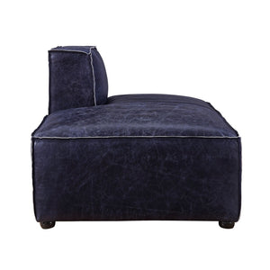 Benzara Welt Trim Edges Blue Leatherette Armless Chaise