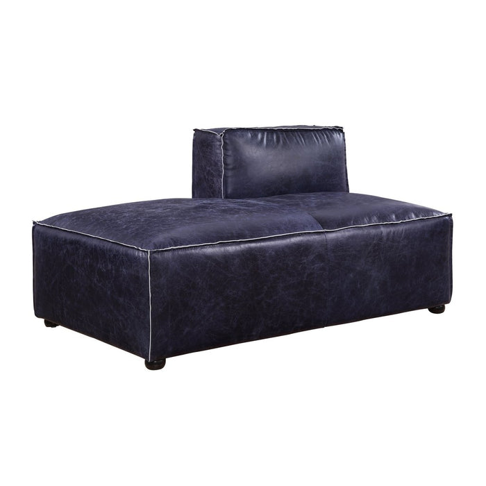 Benzara Welt Trim Edges Blue Leatherette Armless Chaise