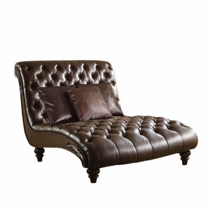 HomeRoots Brown PU Upholstery Button Tufted Chaise Lounge
