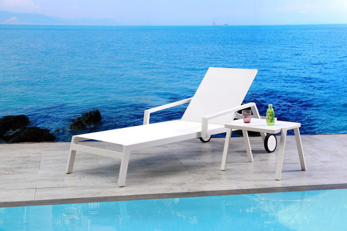 HomeRoots White Modern Aluminum Chaise Lounge (Set of 2)